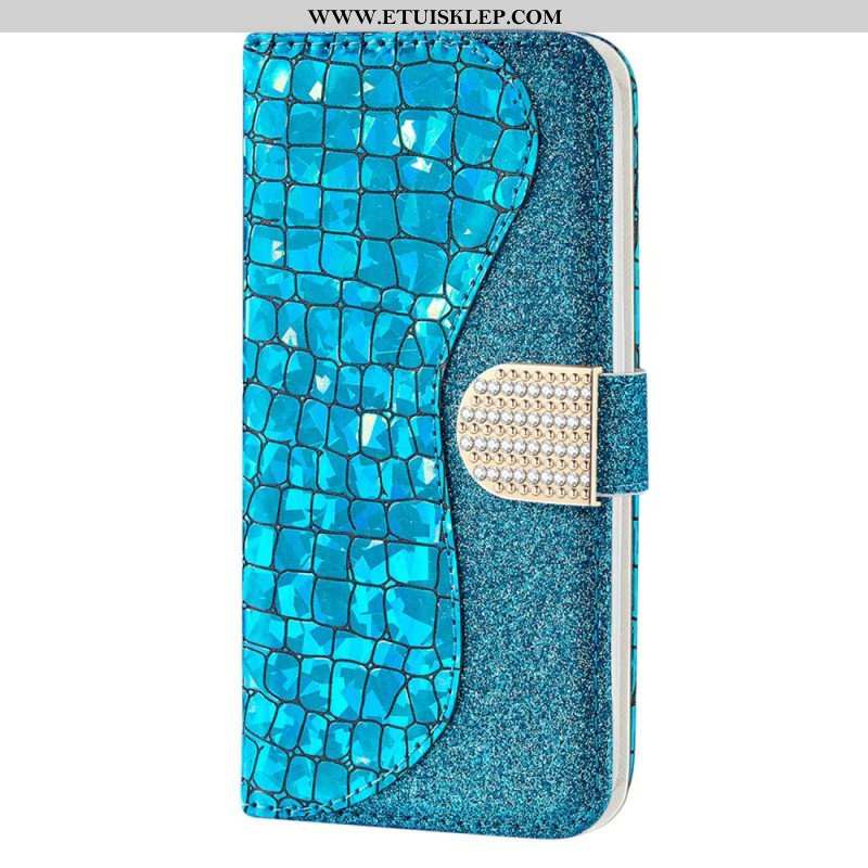 Etui Folio do Samsung Galaxy S23 5G Krokodyle Diamenty